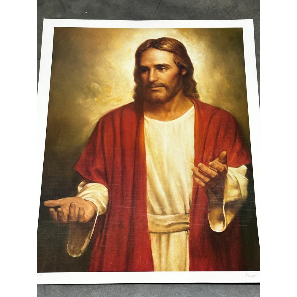 Christ in Red Robe, Del Parson, Print, Signed, Limited, 22x28", ~ 251008-WH Q-5